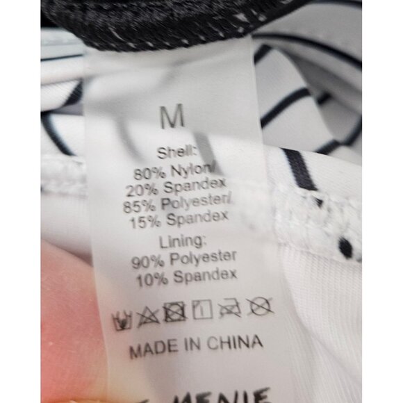 Eomenie Womens Med One Piece Swimsuit Wrap Tie Back Black & White Stripes - Picture 8 of 9